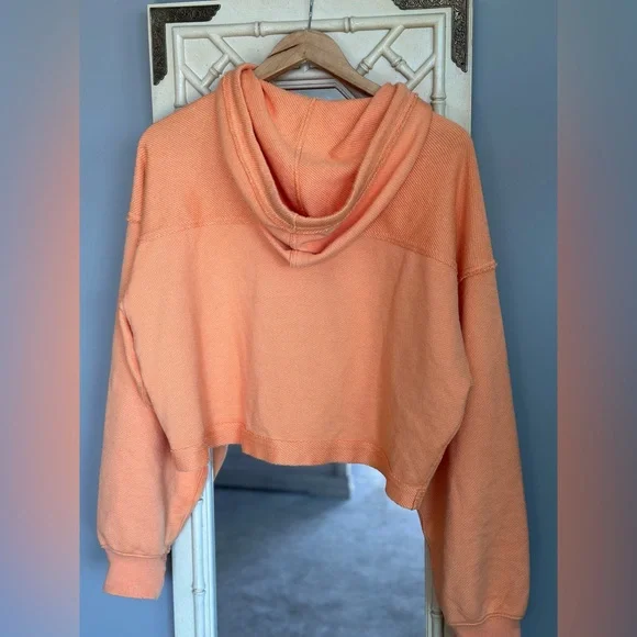 Aerie Orange Cropped Beach Party Zip up hoodie, size large, oversized, BNWT - Picture 7 of 11